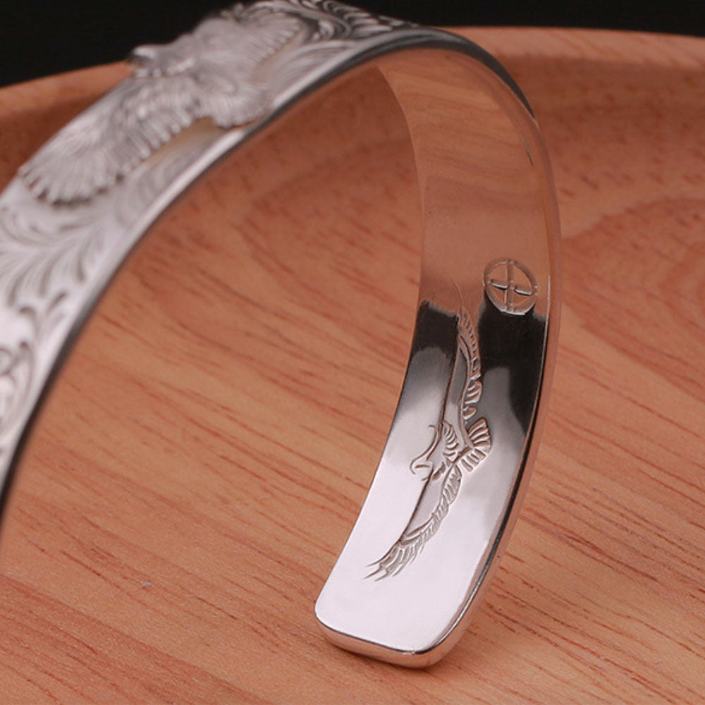 Handmade Sterling Silver Eagle Cuff Bracelet for Men