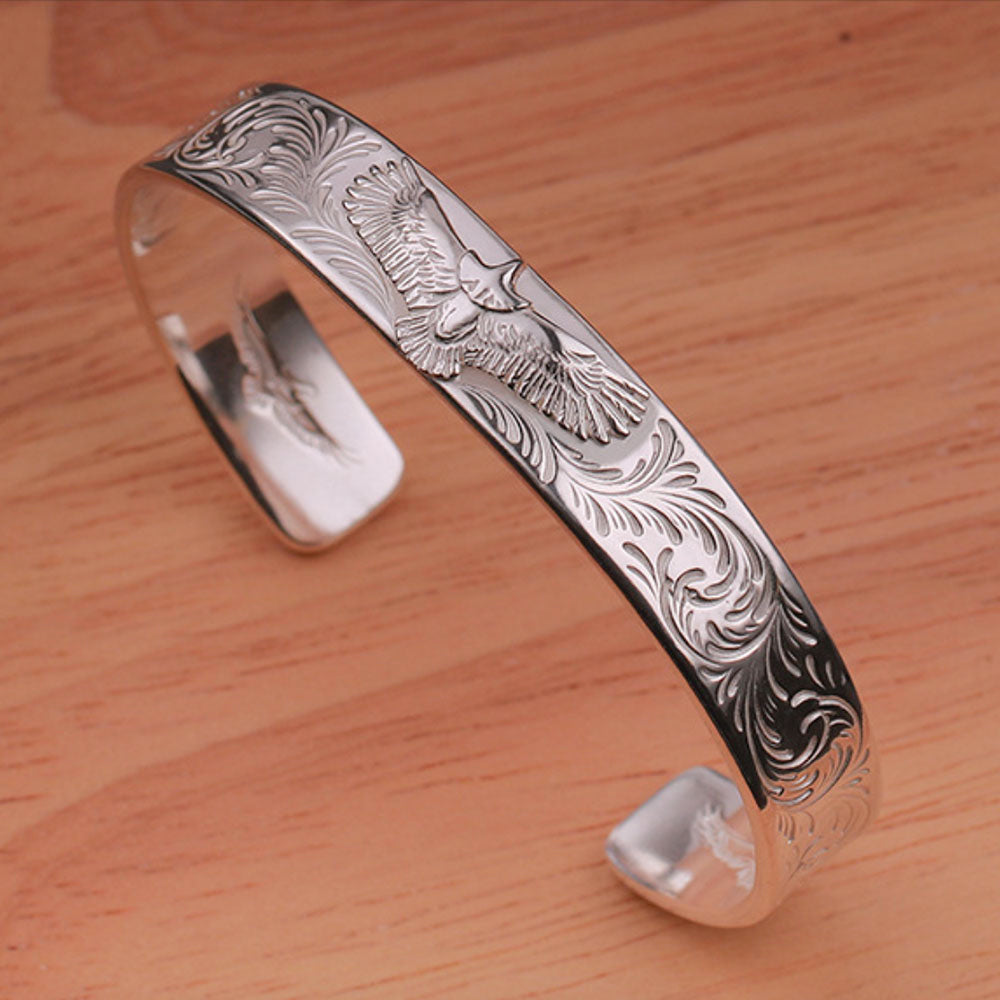 Handmade Sterling Silver Eagle Cuff Bracelet for Men