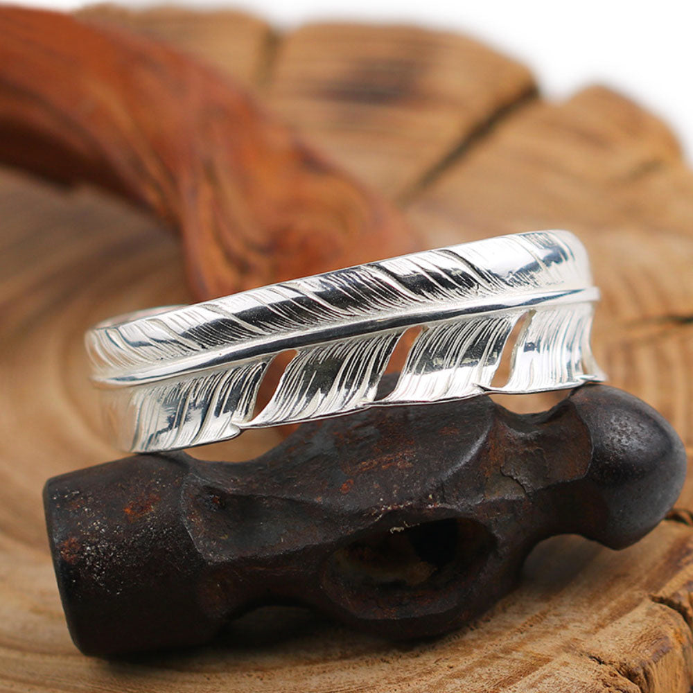 Handmade Sterling Silver Feather Cuff Bracelet