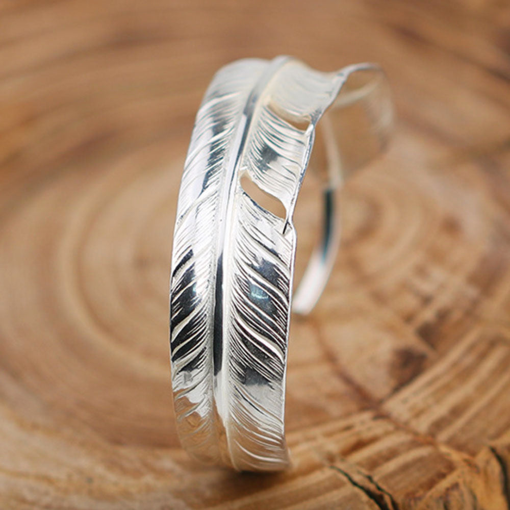 Handmade Sterling Silver Feather Cuff Bracelet