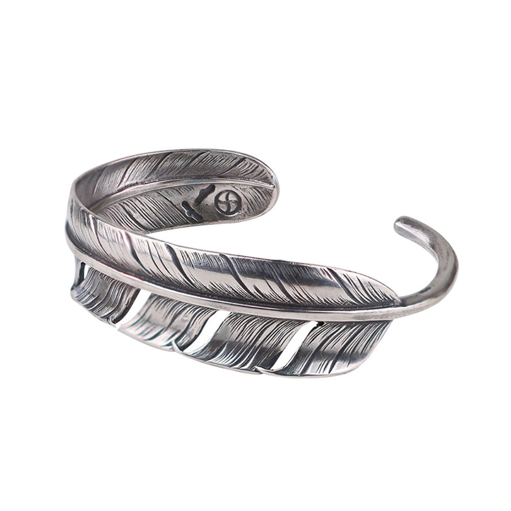 Handmade Sterling Silver Feather Cuff Bracelet