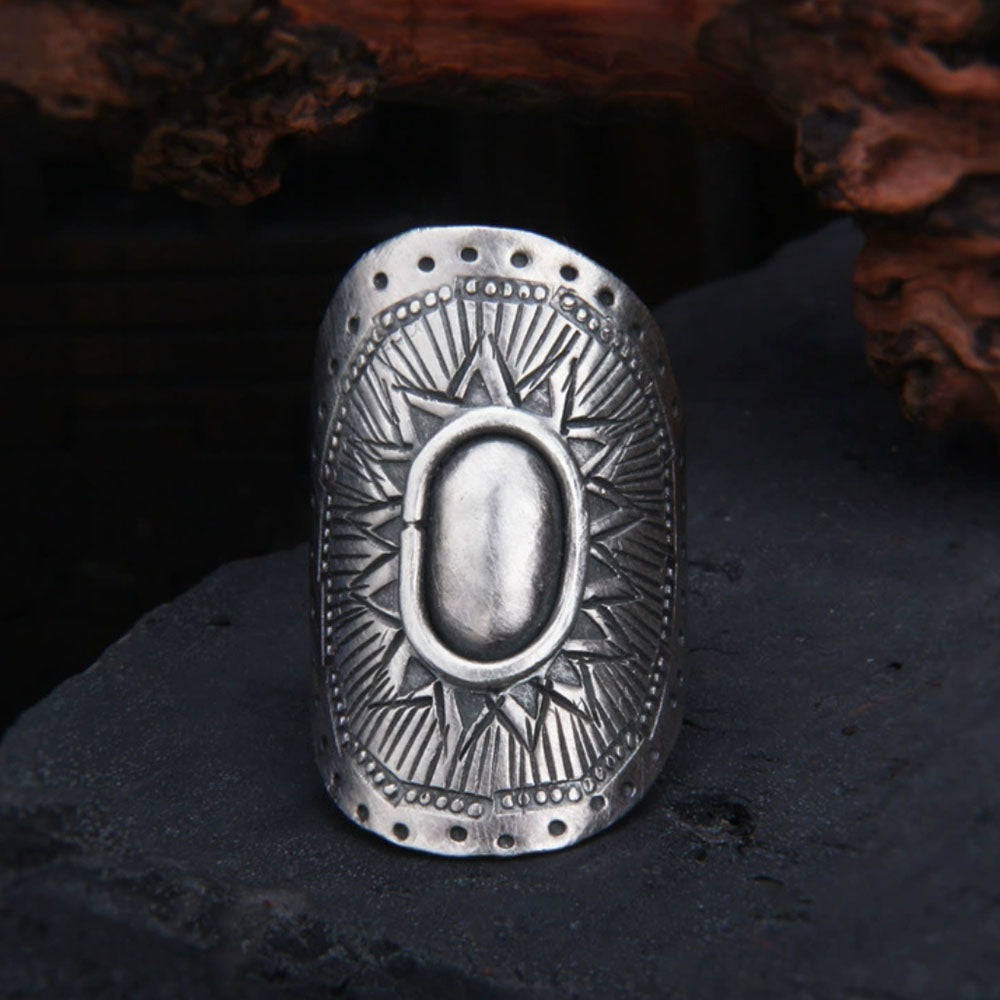 Hill Tribe Silver Sunflower Wide Ring