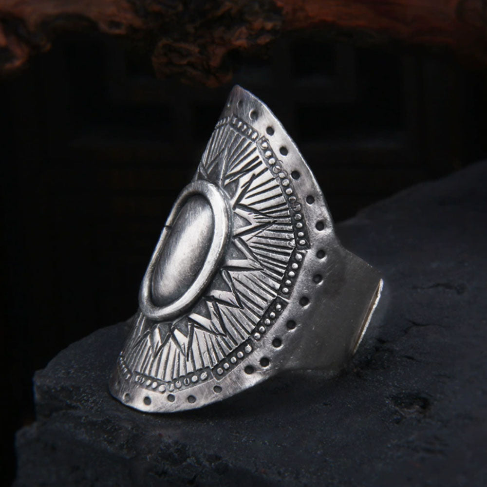 Hill Tribe Silver Sunflower Wide Ring