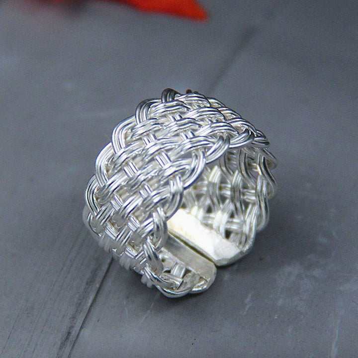 Fine Silver Wide Braided Wrap Ring