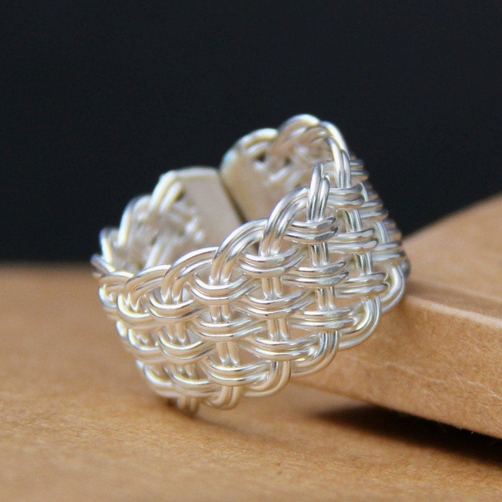 Fine Silver Wide Braided Wrap Ring