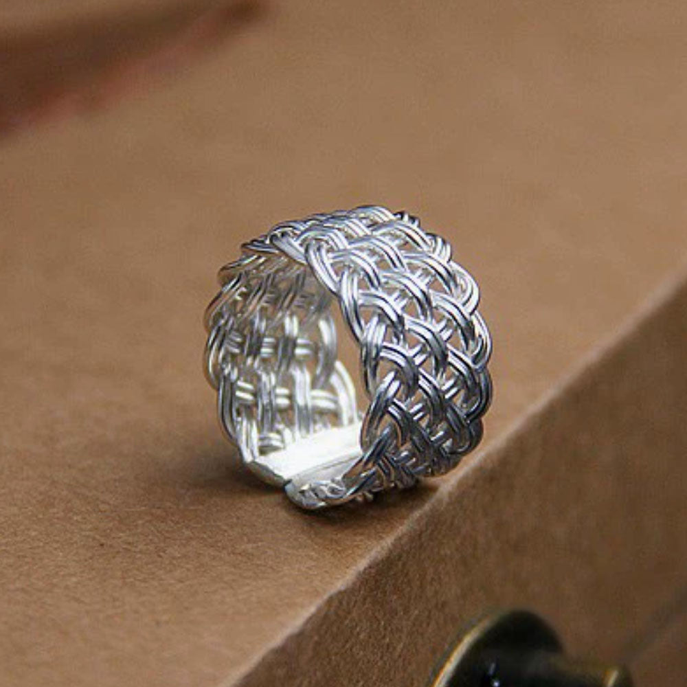 Fine Silver Wide Braided Wrap Ring