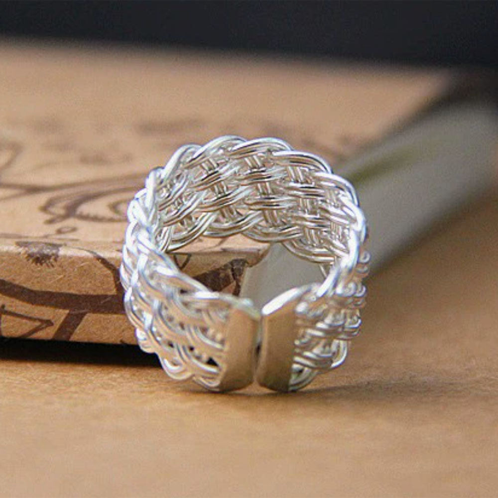 Fine Silver Wide Braided Wrap Ring