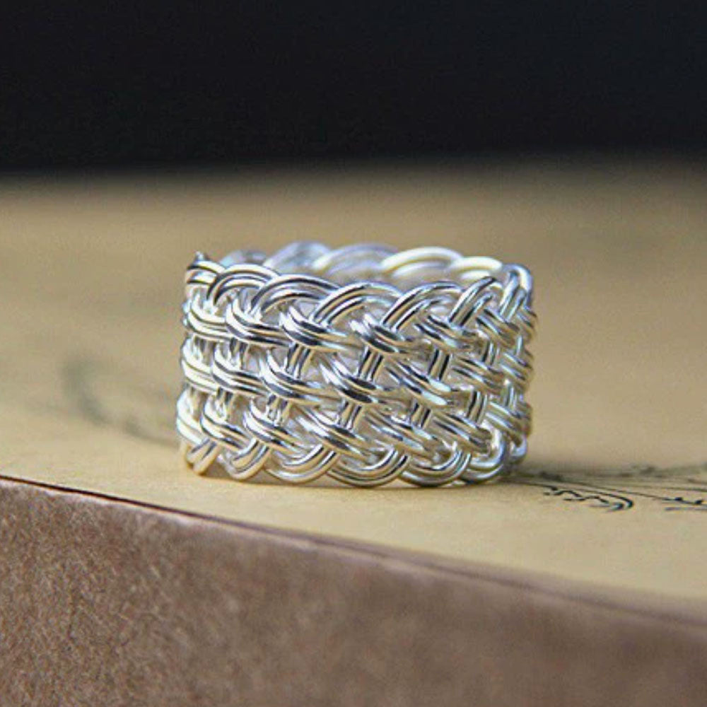 Fine Silver Wide Braided Wrap Ring