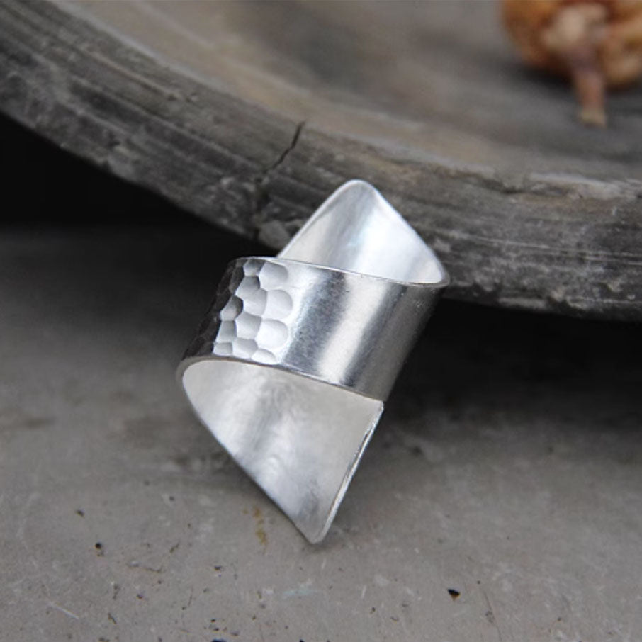Hill Tribe Silver Hammered Wide Ring