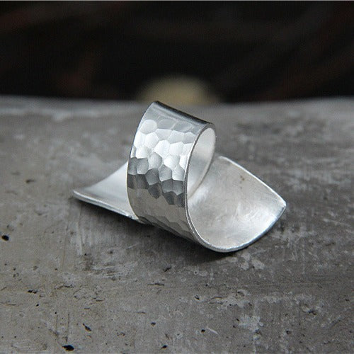Hill Tribe Silver Hammered Wide Ring