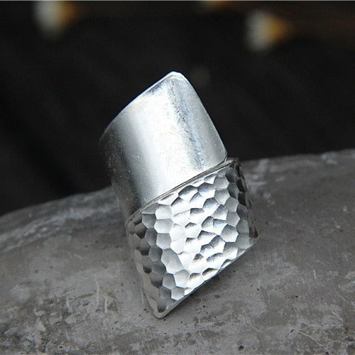 Hill Tribe Silver Hammered Wide Ring