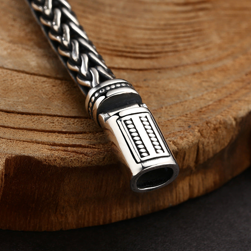 Men’s Sterling Silver Braided Wheat Chain Bracelet