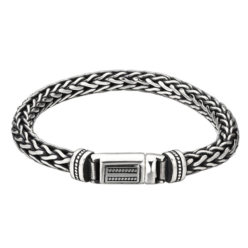 Men’s Sterling Silver Braided Wheat Chain Bracelet