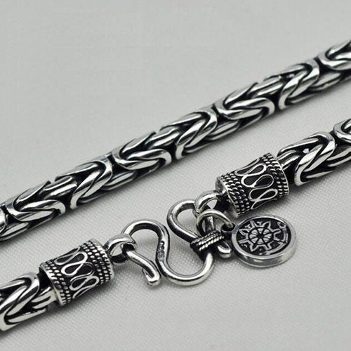 3.5-8 mm Men's Fine Silver Byzantine Chain 18"-24"