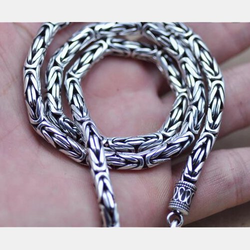 3.5-8 mm Men's Fine Silver Byzantine Chain 18"-24"