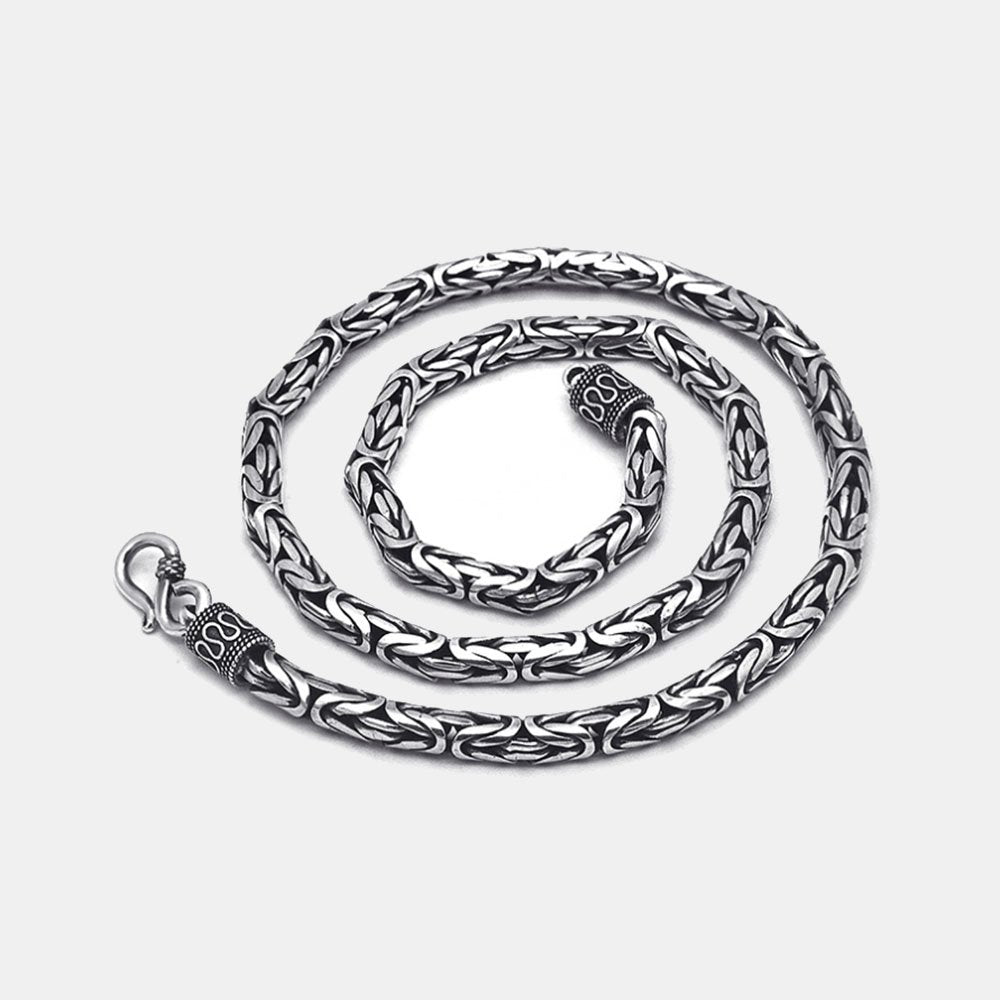 Men's Fine Silver Byzantine Chain