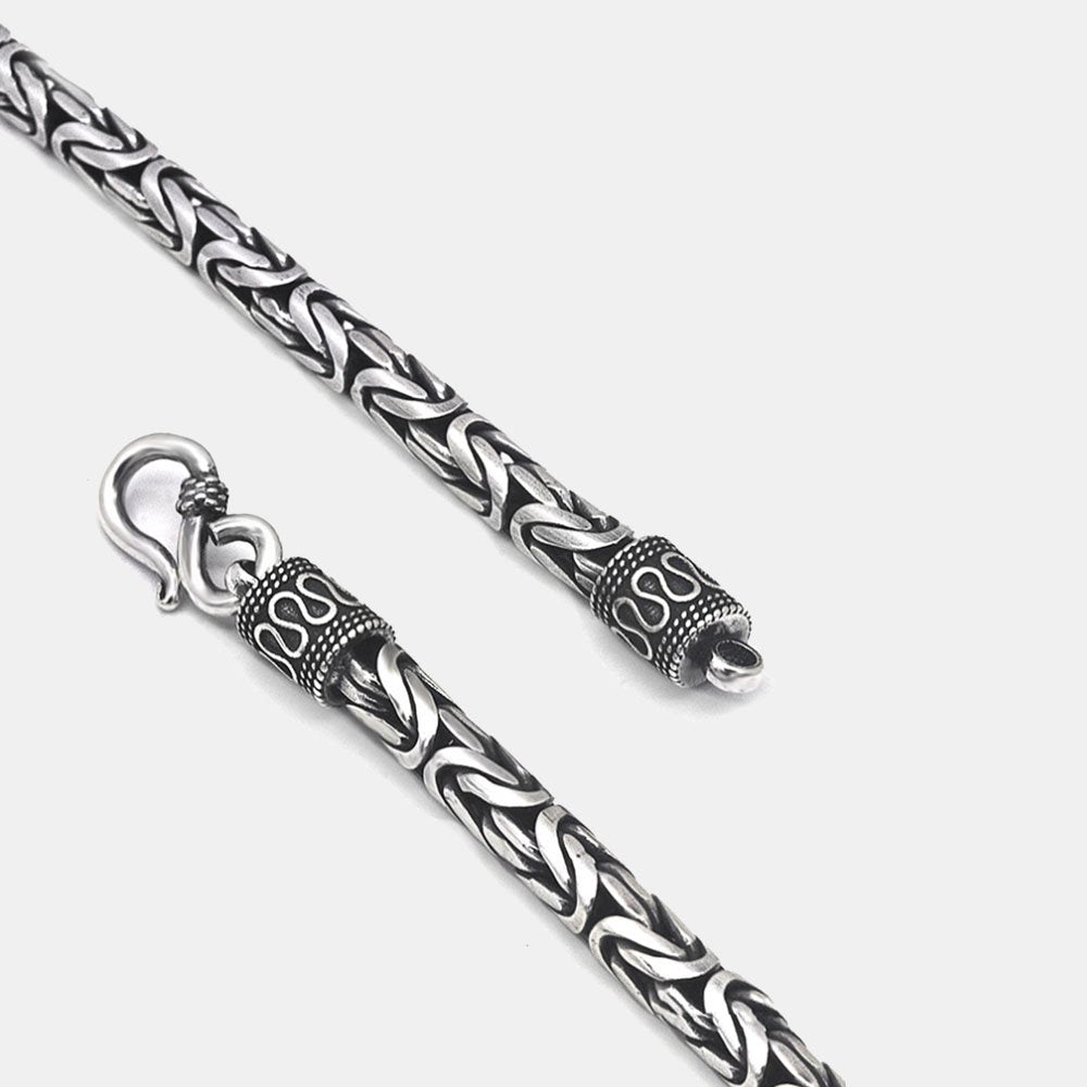 3.5-8 mm Men's Fine Silver Byzantine Chain 18"-24"