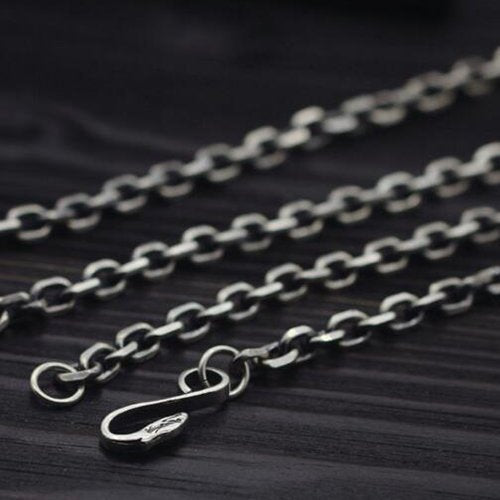 Men's Sterling Silver Eagle Hook Anchor Link Chain 18"-28"