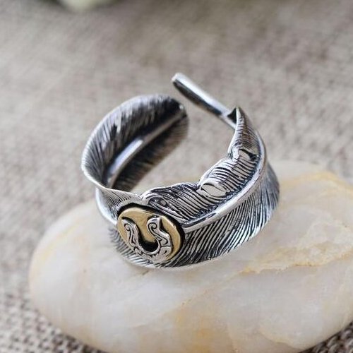 Men's Sterling Silver Feather Wrap Ring