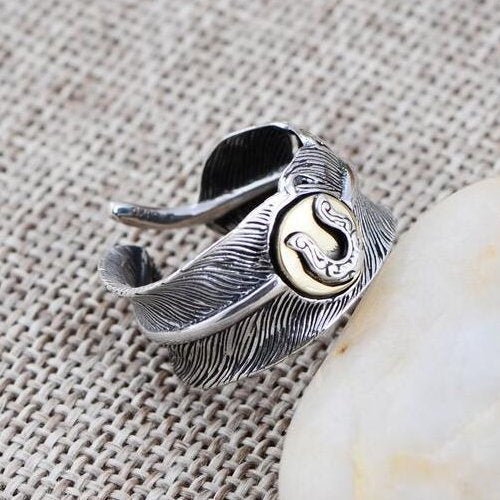 Men's Sterling Silver Feather Wrap Ring