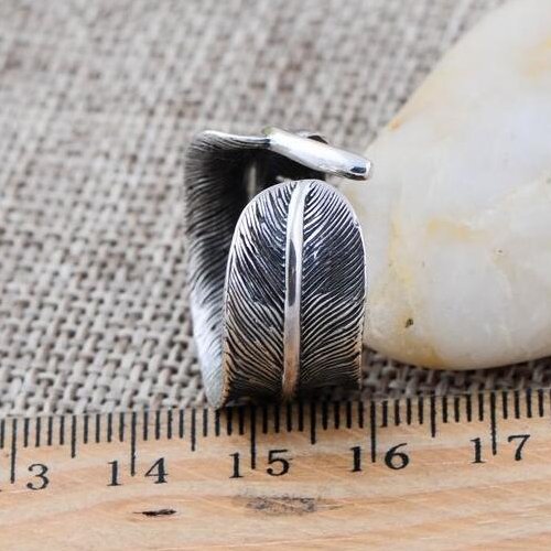 Men's Sterling Silver Feather Wrap Ring