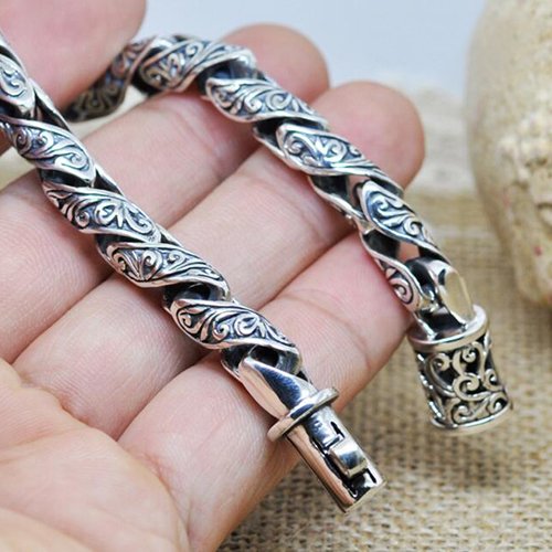 Men's Sterling Silver Ivy Bracelet - Jewelry1000.com