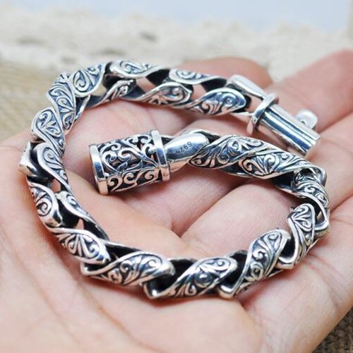 Men's Sterling Silver Ivy Bracelet - Jewelry1000.com