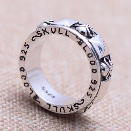 Men's Sterling Silver Skull Blood Spinner Ring