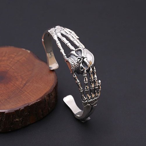 Men's Sterling Silver Skull Cuff Bracelet