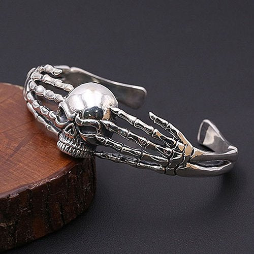 Men's Sterling Silver Skull Cuff Bracelet