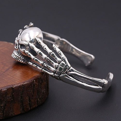 Men's Sterling Silver Skull Cuff Bracelet