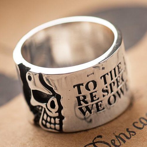 Men's Sterling Silver Skull Wide Band Ring