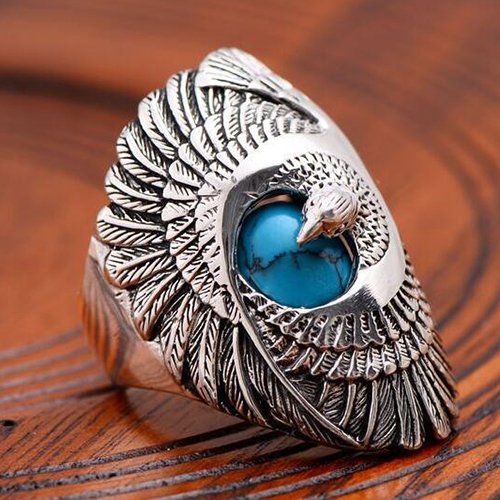 Silver Eagle Ring | Flying Bird Ring | Native American Inspired | Turquoise Ring | retailer Silver Gemstone Ring | Adjustable Arrow Ring |Ethnic Ring