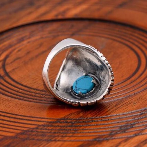 Men's Sterling Silver Turquoise Eagle Ring