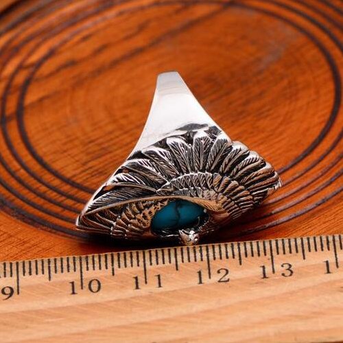 Men's Sterling Silver Turquoise Eagle Ring