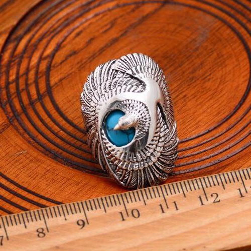 Men's Sterling Silver Turquoise Eagle Ring