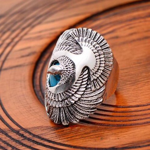 Men's Sterling Silver Turquoise Eagle Ring