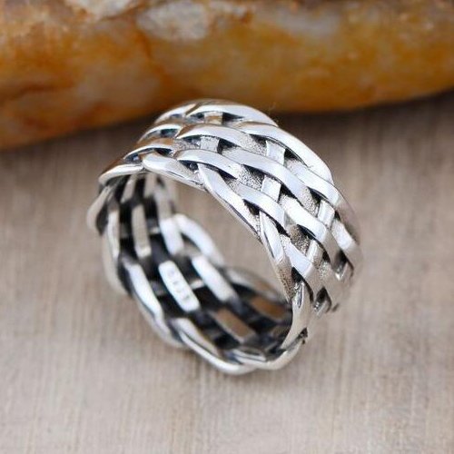 Men's Sterling Silver Braided Band Ring