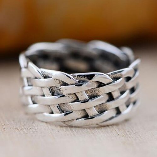 Men's Sterling Silver Braided Band Ring