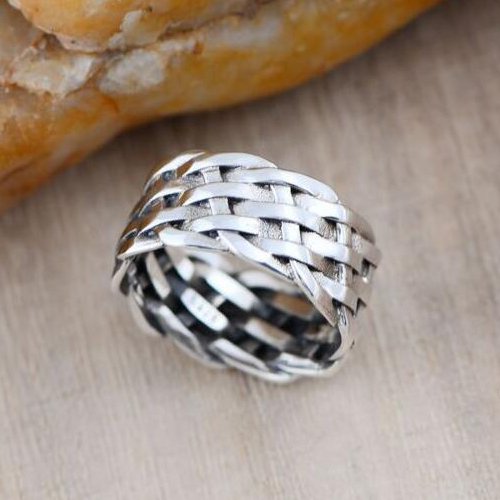 Men's Sterling Silver Braided Band Ring