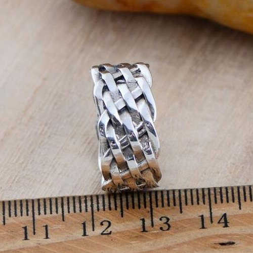 Men's Sterling Silver Braided Band Ring