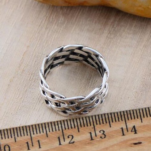 Men's Sterling Silver Braided Band Ring