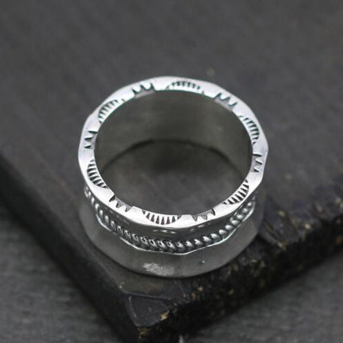 Sterling Silver Hammered Rope Band Ring
