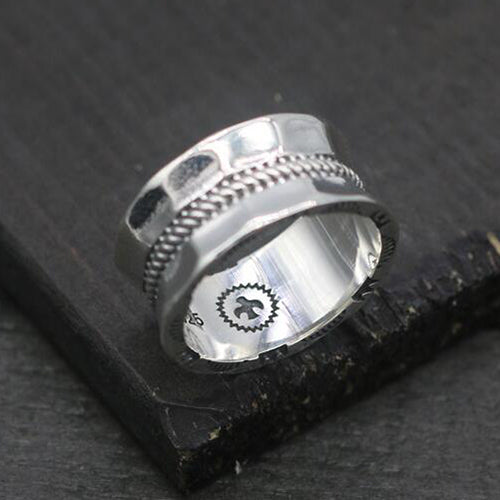 Sterling Silver Hammered Rope Band Ring