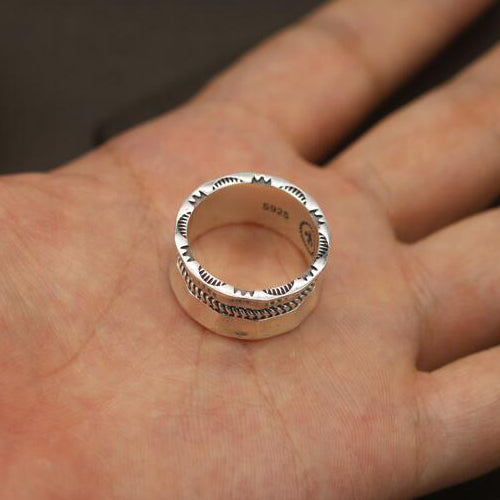 Sterling Silver Hammered Rope Band Ring