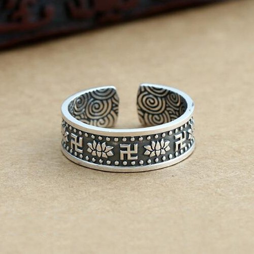 Men's Fine Silver Lotus Wrap Ring