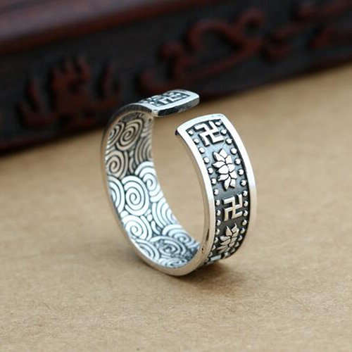 Men's Fine Silver Lotus Wrap Ring