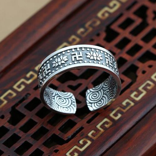 Men's Fine Silver Lotus Wrap Ring