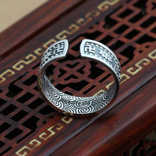 Men's Fine Silver Lotus Wrap Ring