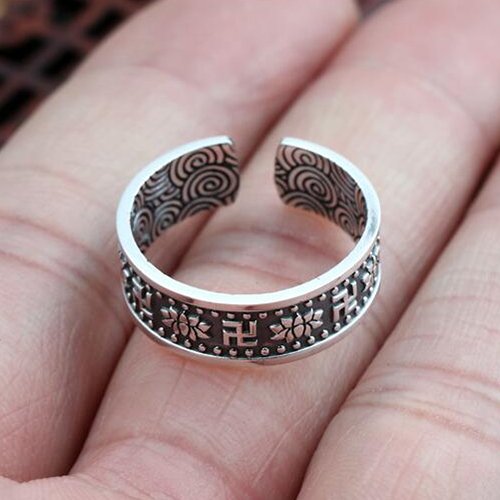 Men's Fine Silver Lotus Wrap Ring